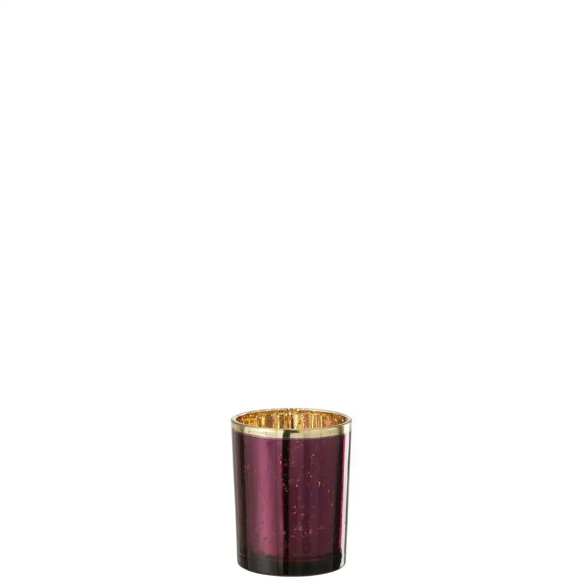 J-Line Laterne Edge – Glas – Burgund/Gold – mittel - HomeDesign Knaus