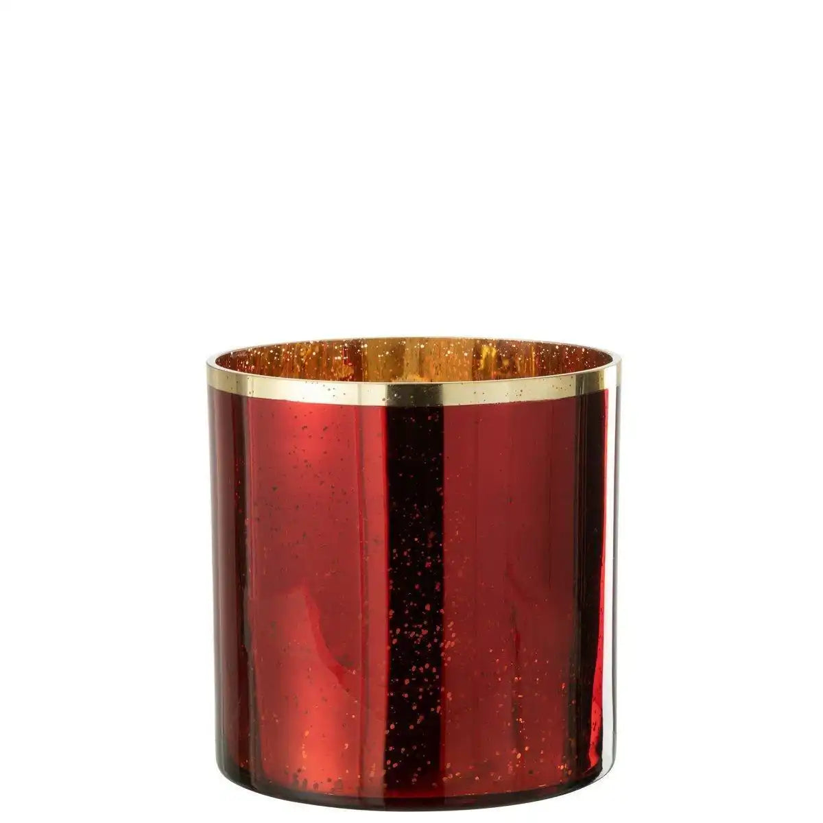 J-Line Laterne Edge – Glas – Gold/Rot – extra groß - HomeDesign Knaus