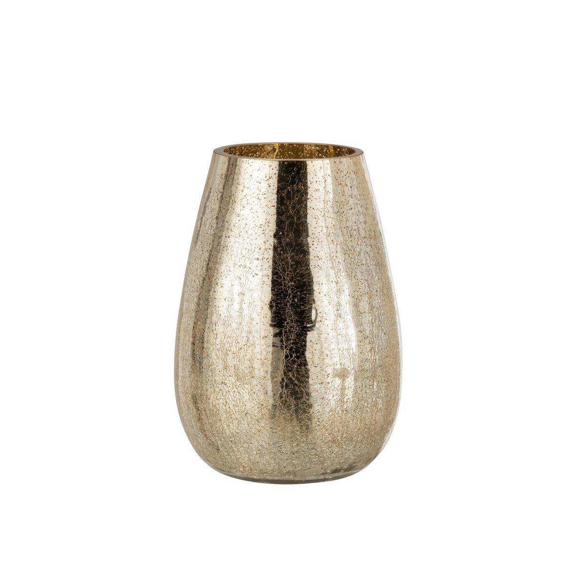 J-Line Laterne Eiform Crackle – Glas – Gold – groß - HomeDesign Knaus
