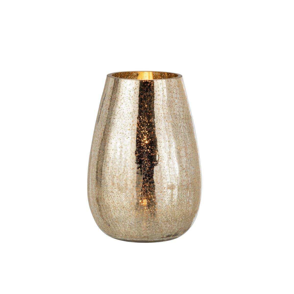 J-Line Laterne Eiform Crackle – Glas – Gold – groß - HomeDesign Knaus