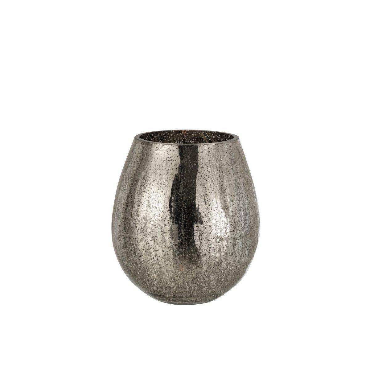 J-Line Laterne Eiform Crackle – Glas – Grau – Mittel - HomeDesign Knaus