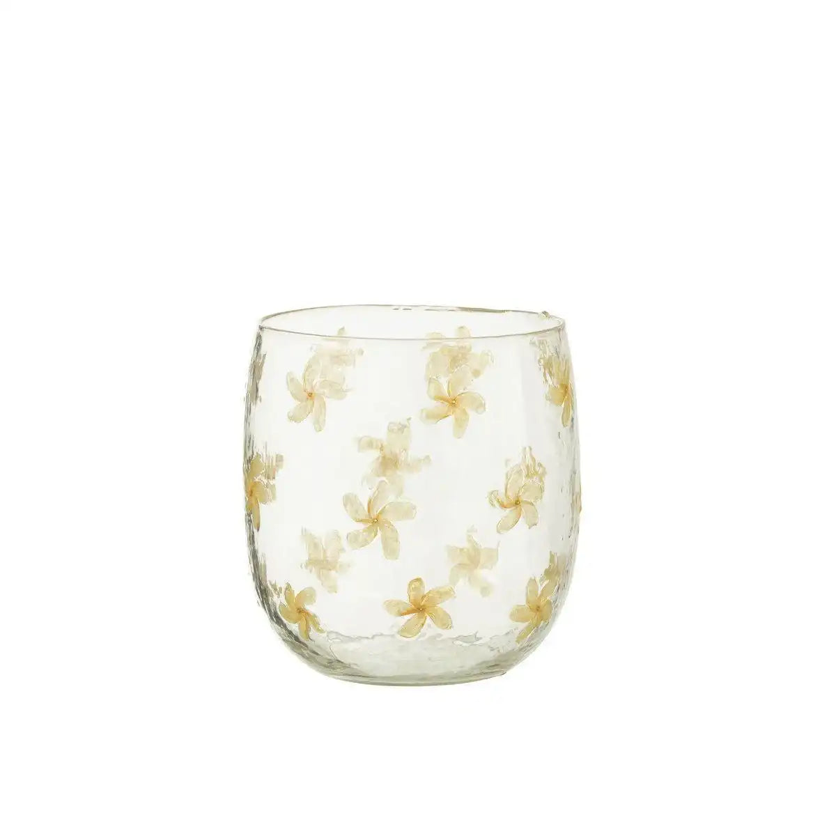 J-Line Laterne Flowers - Glas - Gelb - Mittelgroß - HomeDesign Knaus