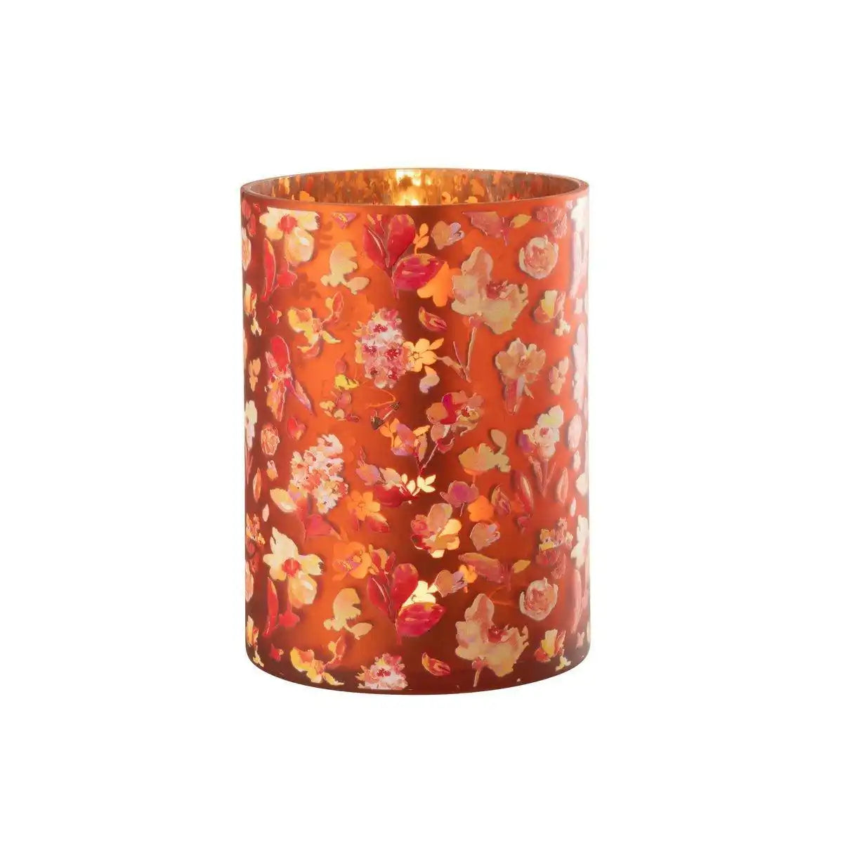 J-Line Laterne Flowers - Glas - Orange - groß - HomeDesign Knaus