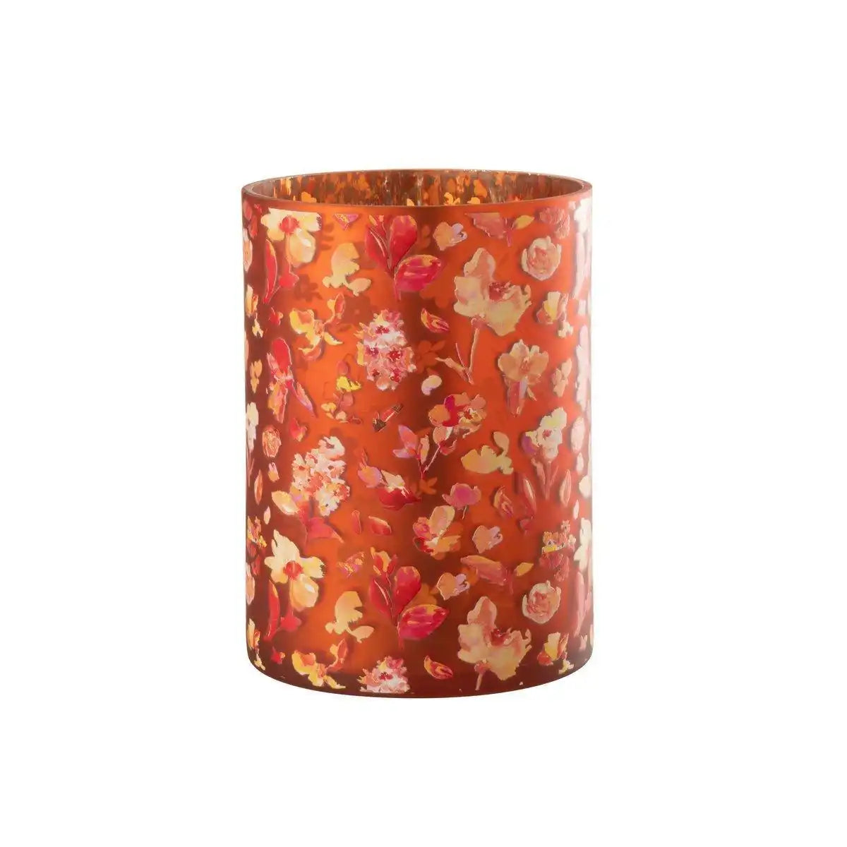 J-Line Laterne Flowers - Glas - Orange - groß - HomeDesign Knaus