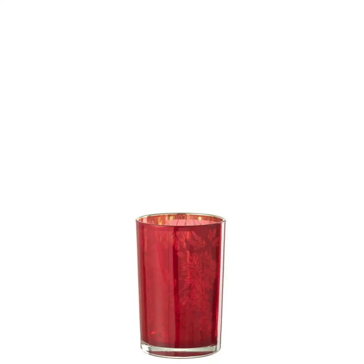 J-Line Laterne Flowers - Glas - Rot - Groß - HomeDesign Knaus