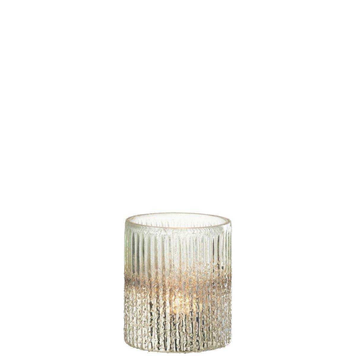 J-Line Laterne gerippt – Glas – Silber – mittel – - HomeDesign Knaus