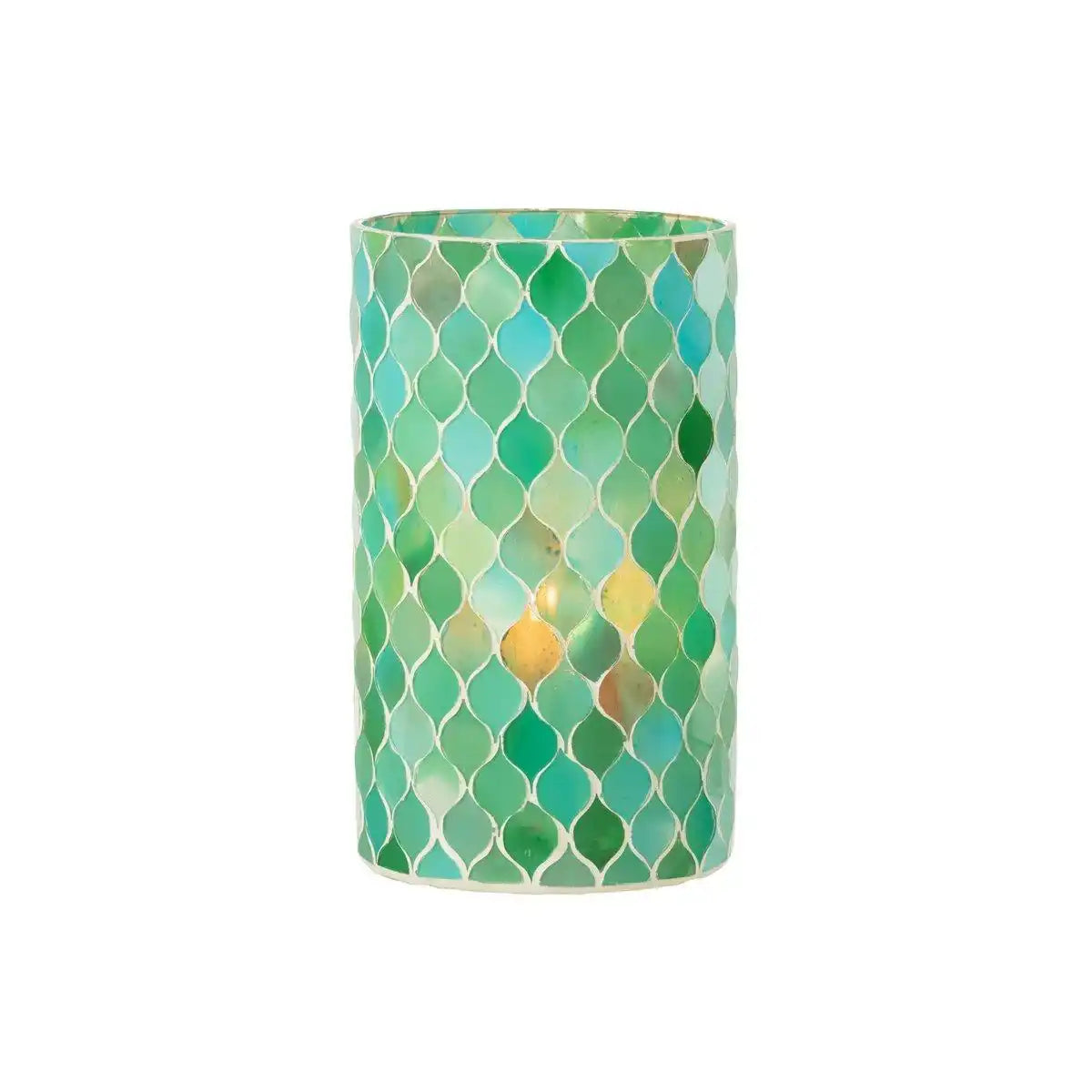 J-Line Laterne Mosaik Diamant Glas Blau/Grün Groß - HomeDesign Knaus