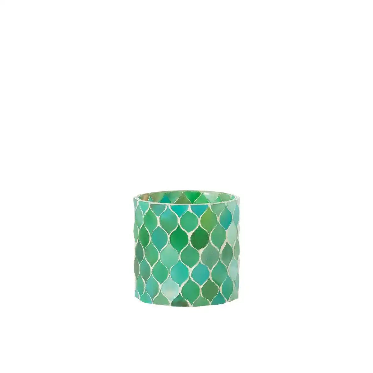 J-Line Laterne Mosaik Diamant Glas Blau/Grün Medium - HomeDesign Knaus