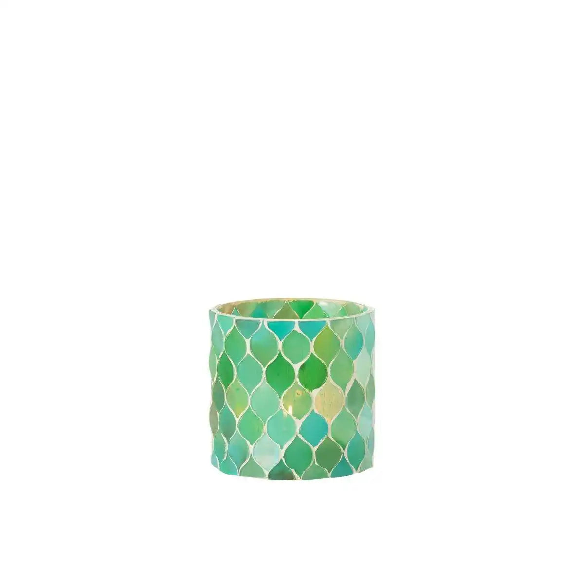 J-Line Laterne Mosaik Diamant Glas Blau/Grün Medium - HomeDesign Knaus
