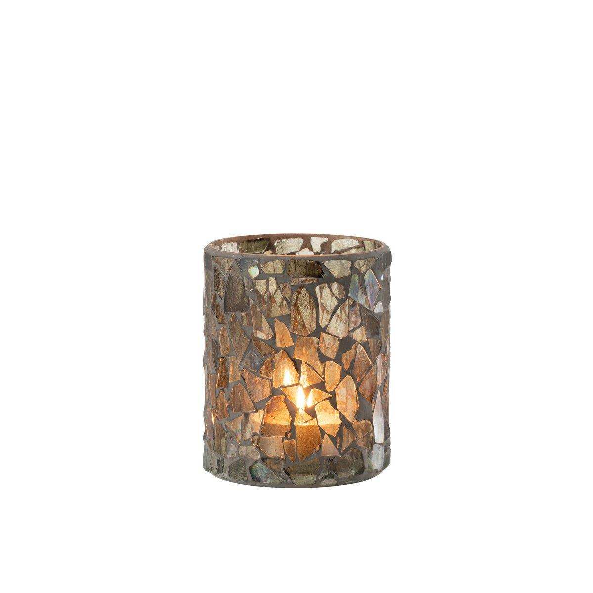 J-Line Laterne Mosaik - Glas - Grau/Grün - Mittel - HomeDesign Knaus