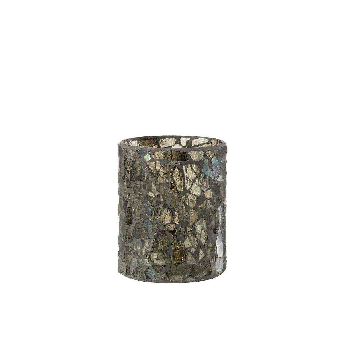 J-Line Laterne Mosaik - Glas - Grau/Grün - Mittel - HomeDesign Knaus