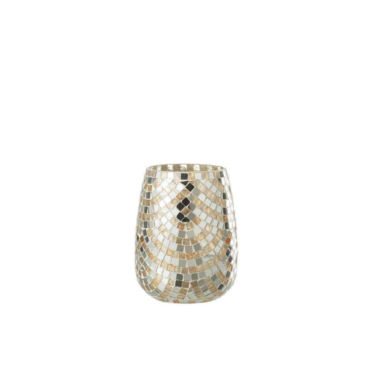 J-Line Laterne Mosaik - Glas - Silber/Gold - groß - HomeDesign Knaus