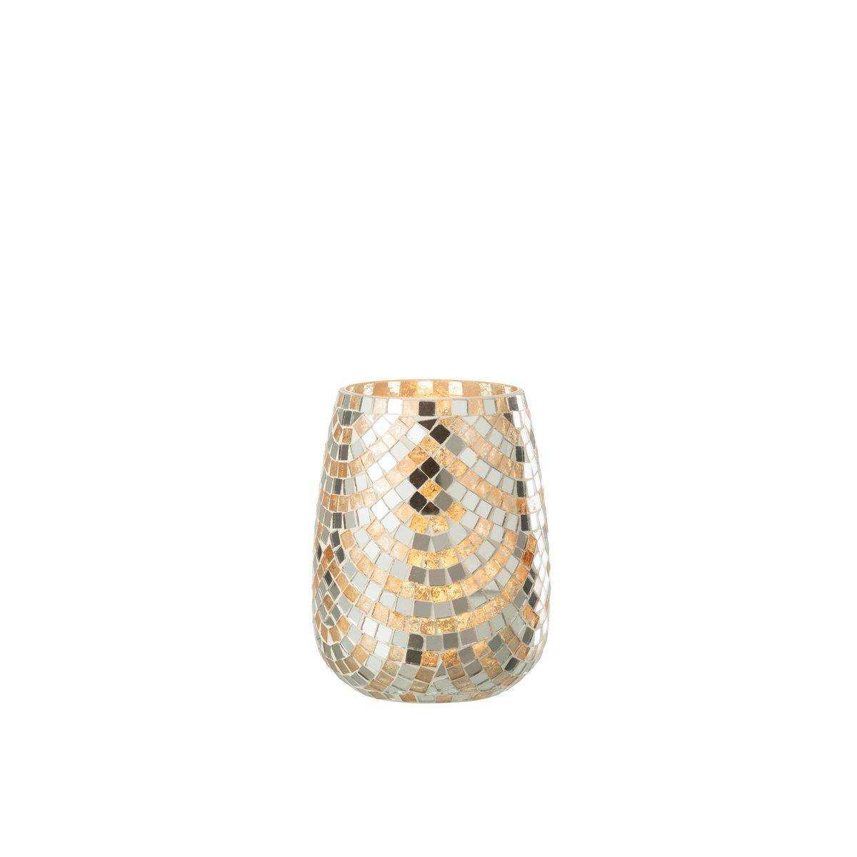 J-Line Laterne Mosaik - Glas - Silber/Gold - groß - HomeDesign Knaus