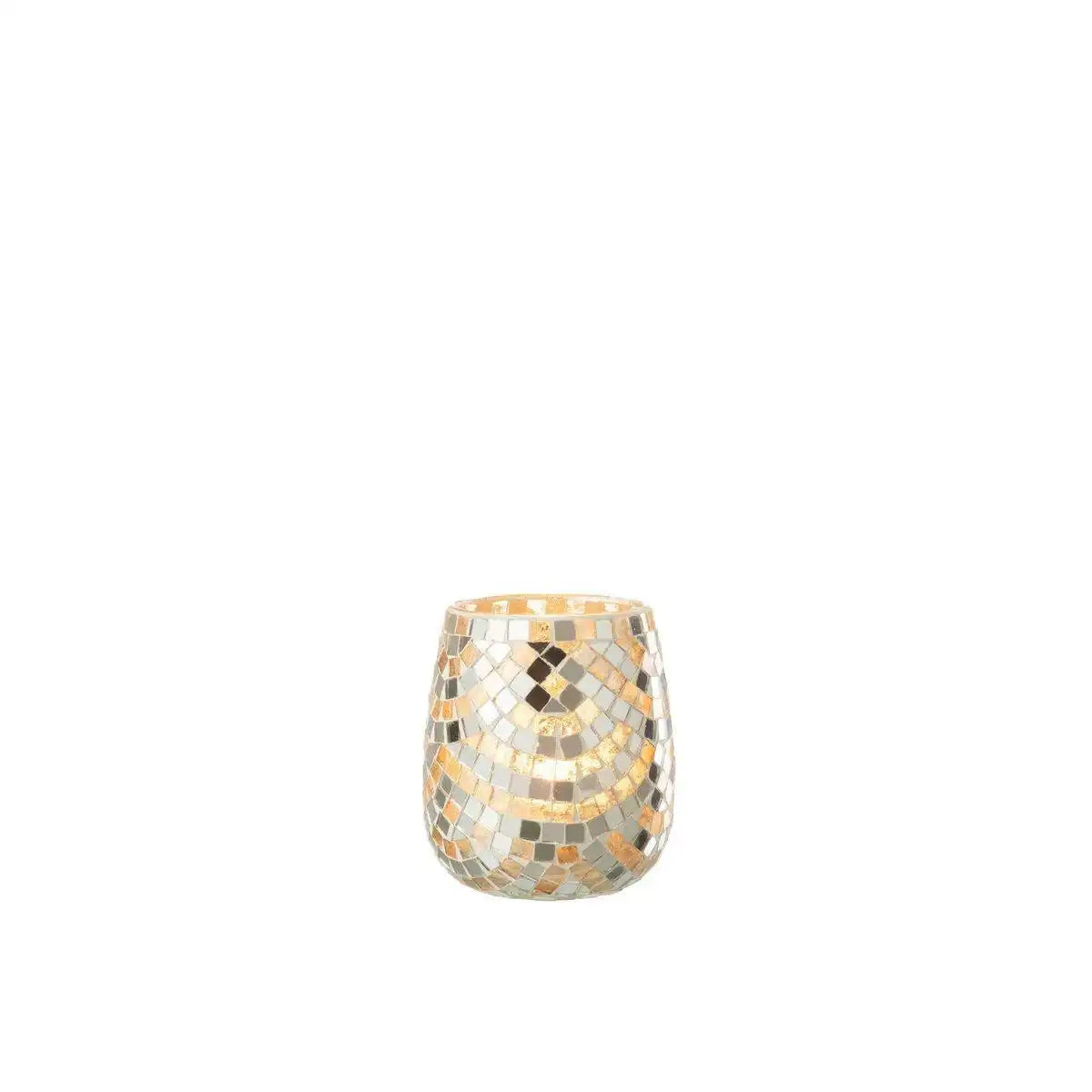J-Line Laterne Mosaik - Glas - Silber/Gold - mittel - HomeDesign Knaus