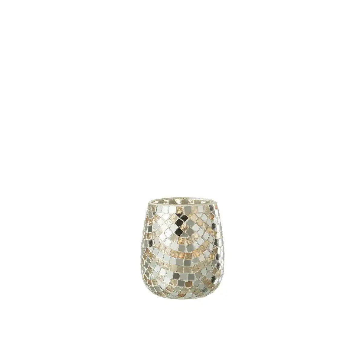 J-Line Laterne Mosaik - Glas - Silber/Gold - mittel - HomeDesign Knaus
