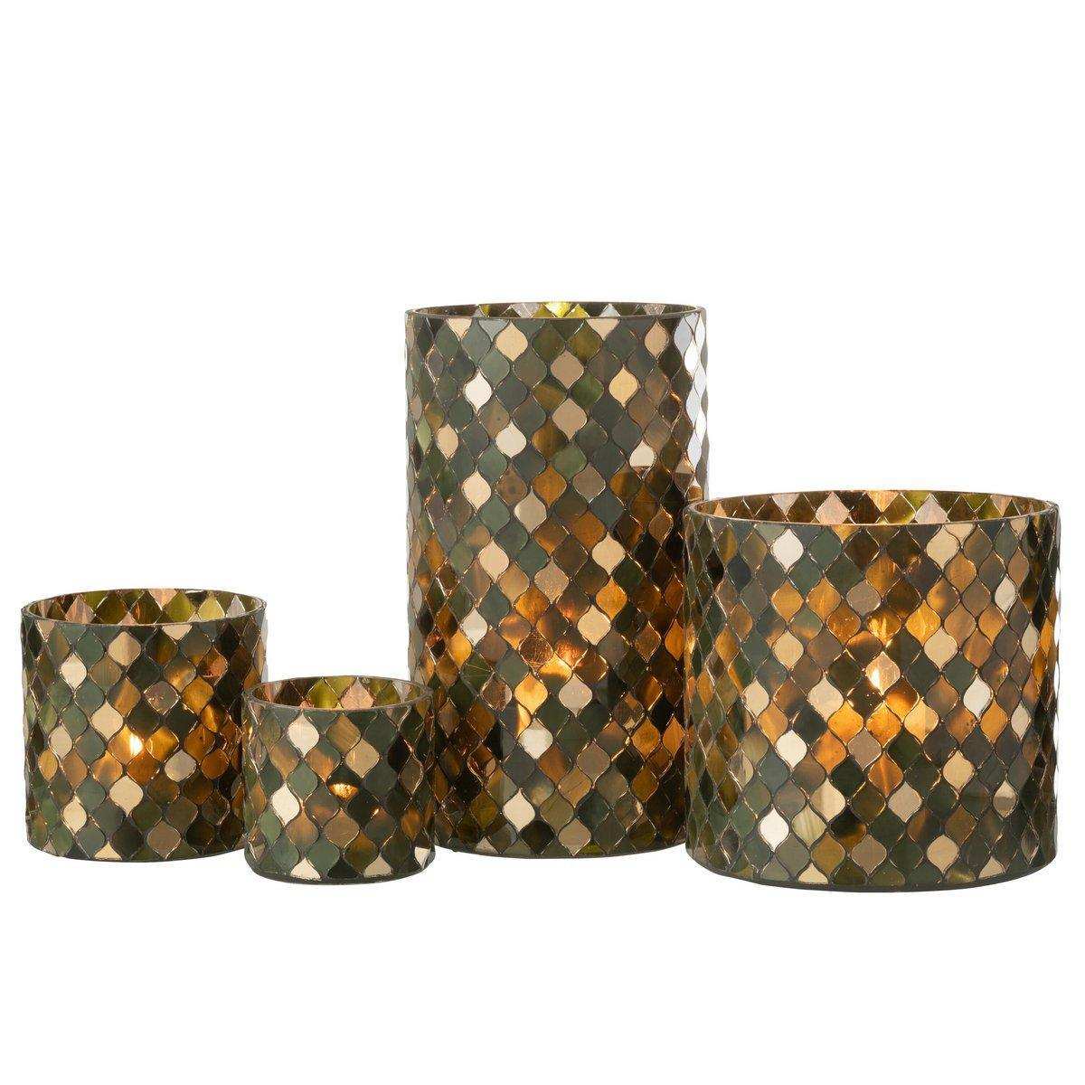 J-Line Laterne Mosaikzylinder - Glas - Grün - extra groß - HomeDesign Knaus