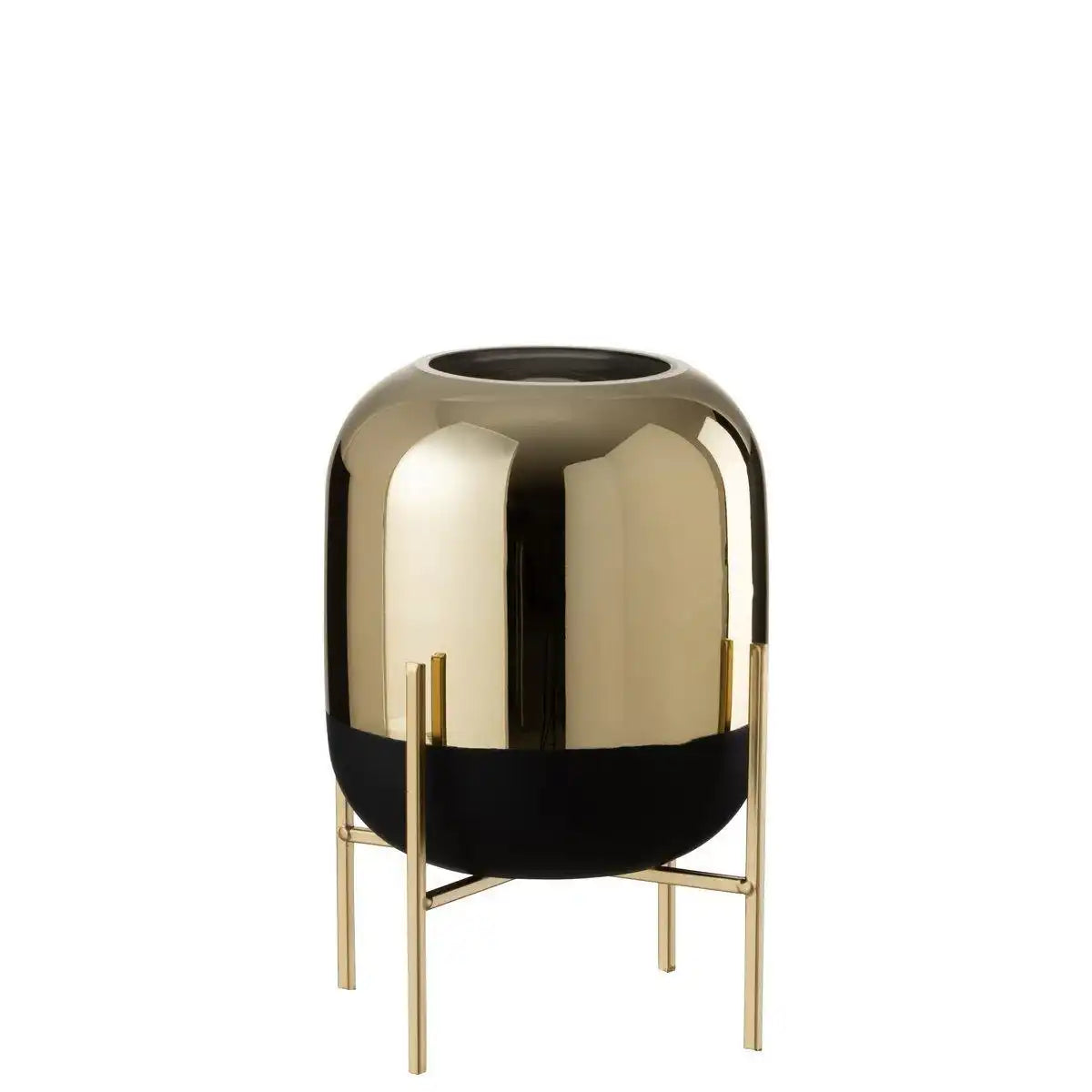 J-Line Laterne On Foot - Kerzenhalter - Glas - Schwarz/Gold - klein - HomeDesign Knaus