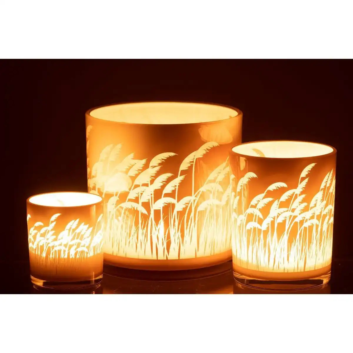 J-Line Laterne Pampas - Glas - Beige/Weiß - Groß - HomeDesign Knaus