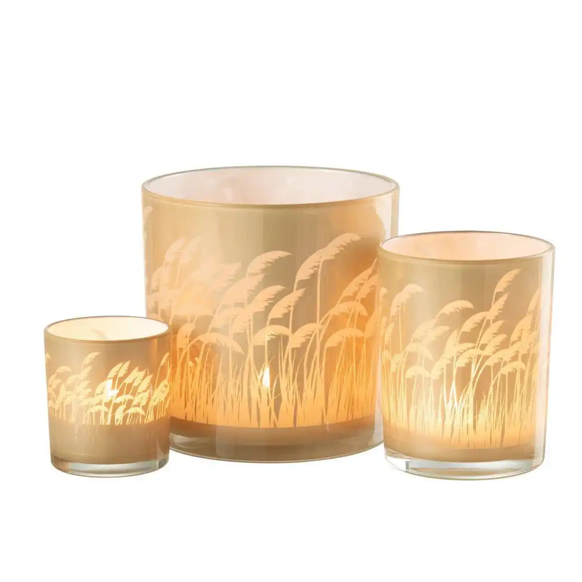 J-Line Laterne Pampas - Glas - Beige/Weiß - Groß - HomeDesign Knaus