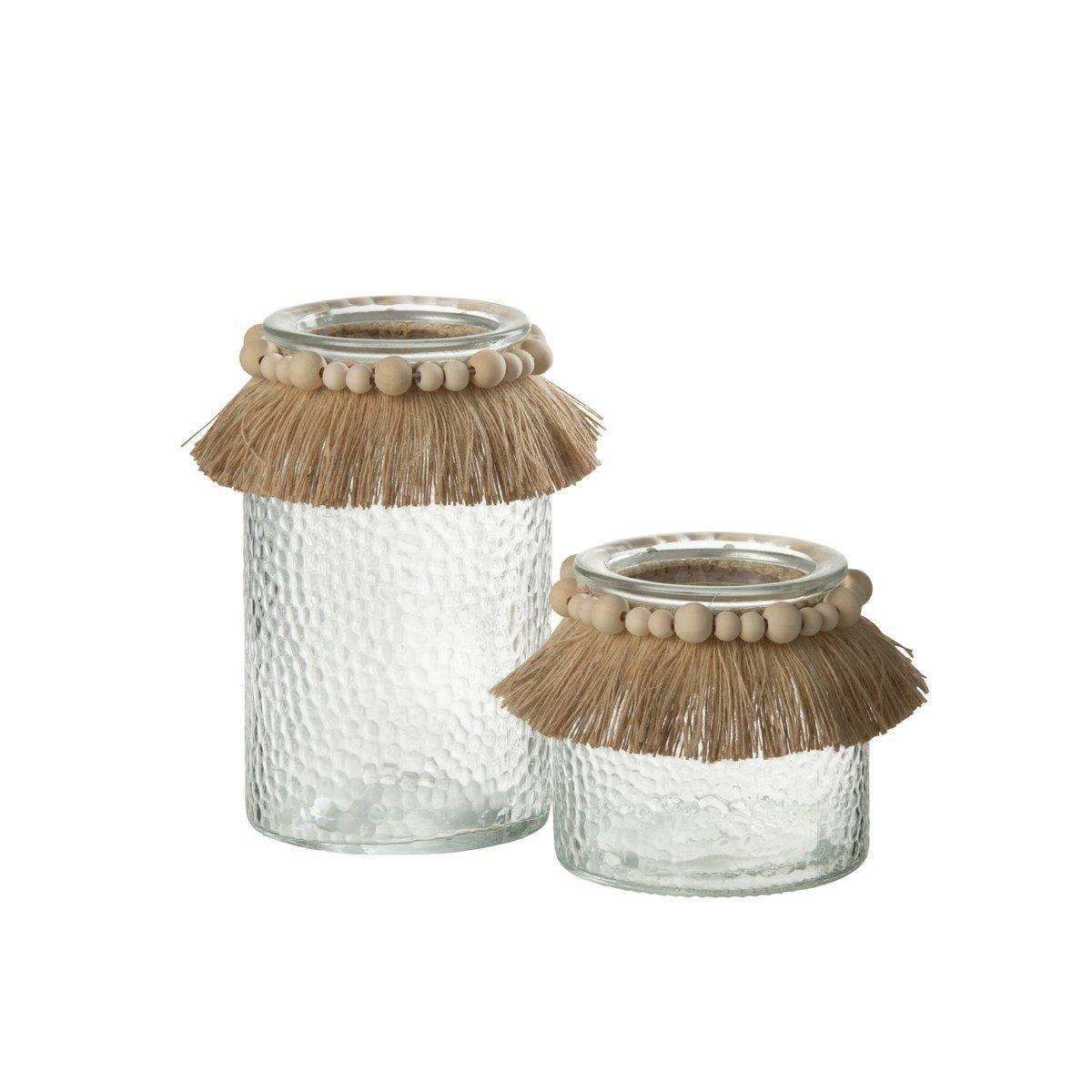 J-Line Laterne Perlendekoration - Glas - transparent - groß - HomeDesign Knaus