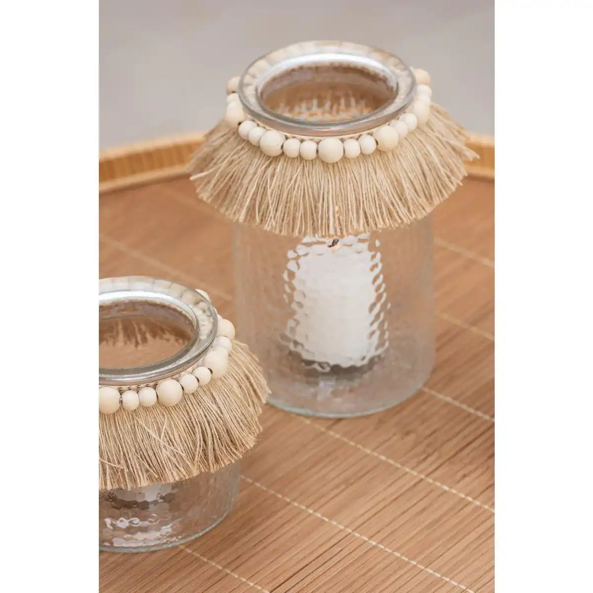 J-Line Laterne Perlendekoration - Glas - transparent - groß - HomeDesign Knaus