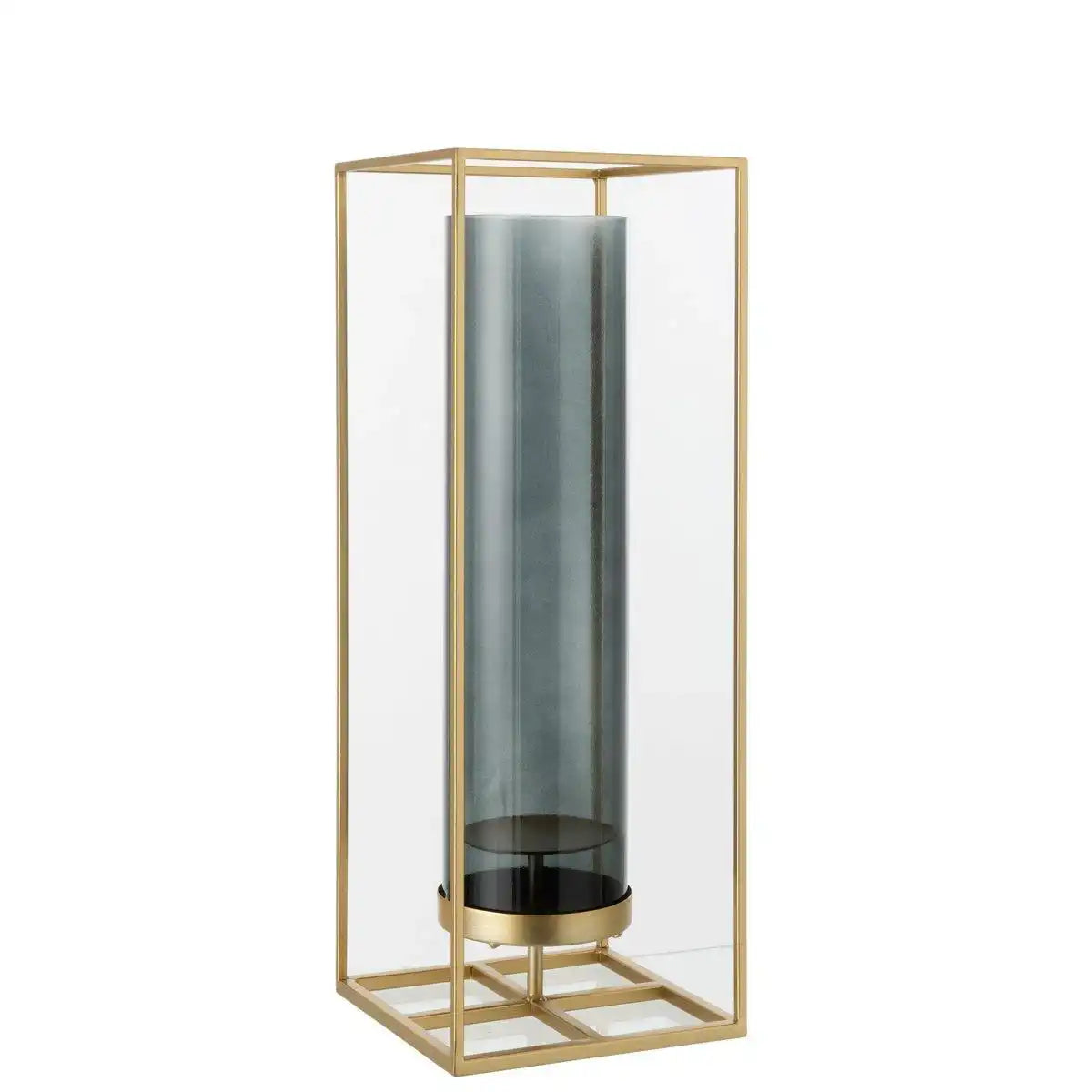 J-Line Laterne Rechteck hoch - Kerzenhalter - Metall/Glas - Gold - HomeDesign Knaus