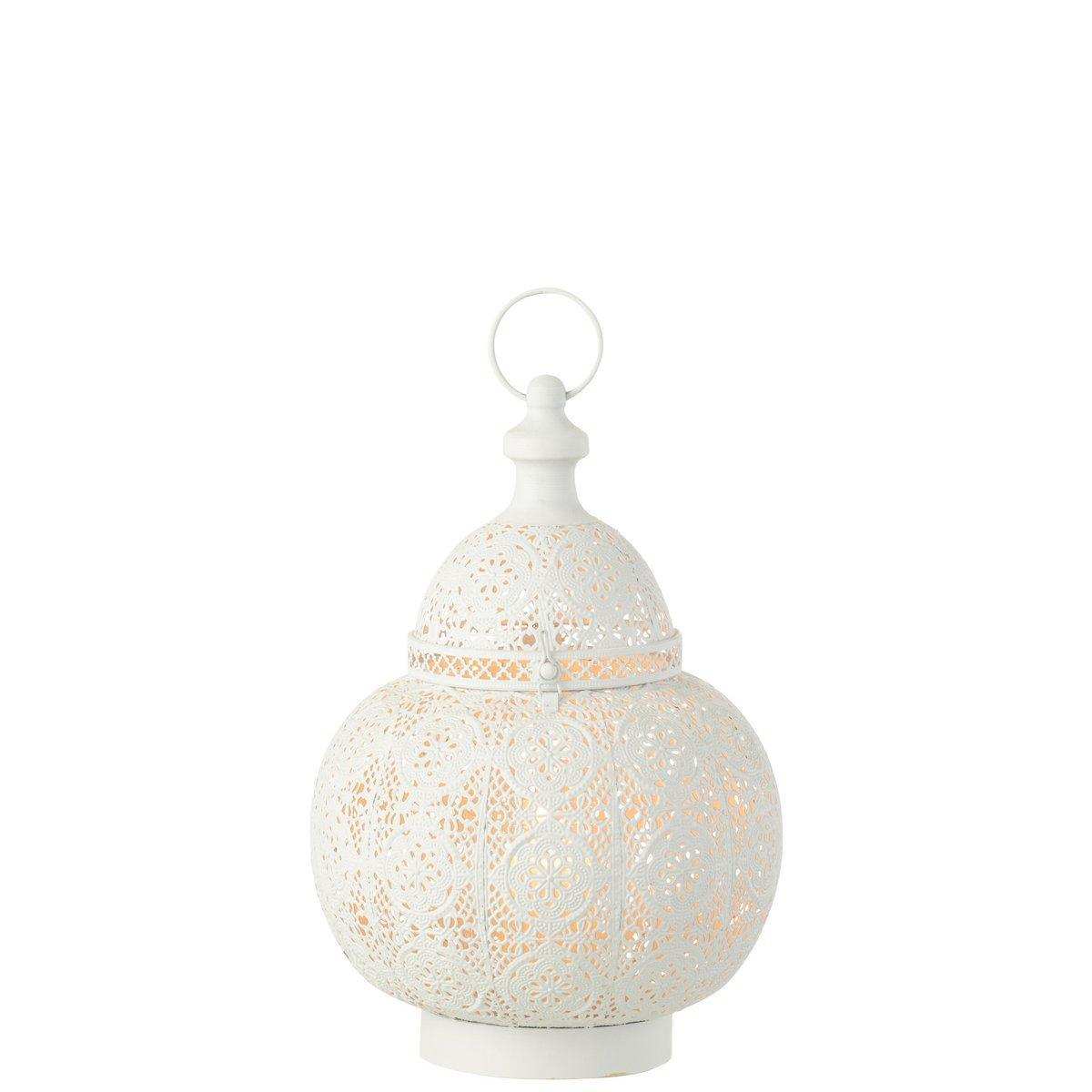 J-Line Laterne Round Oriental - Metall/Glas - Weiß - HomeDesign Knaus
