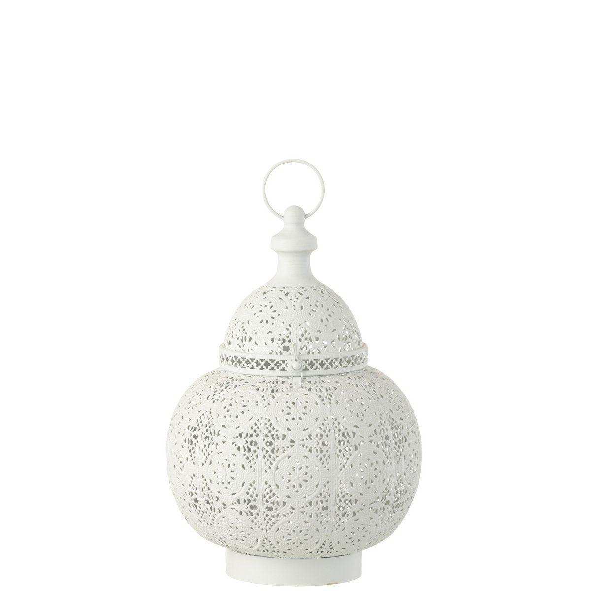 J-Line Laterne Round Oriental - Metall/Glas - Weiß - HomeDesign Knaus