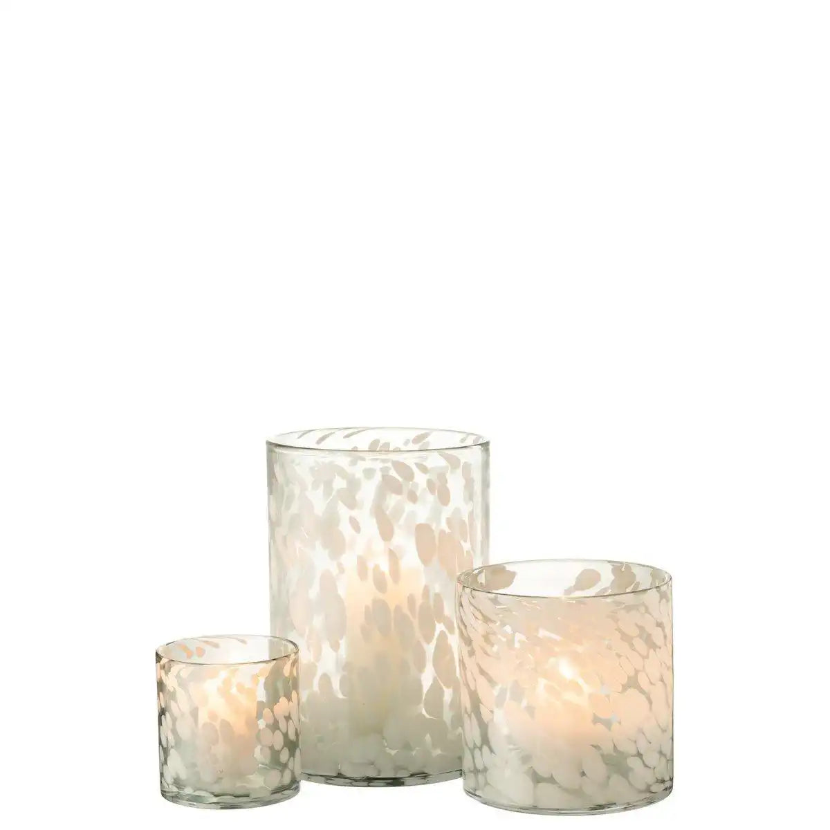 J-Line Laterne Speckle - Glas - Grau/Weiß - Groß - HomeDesign Knaus