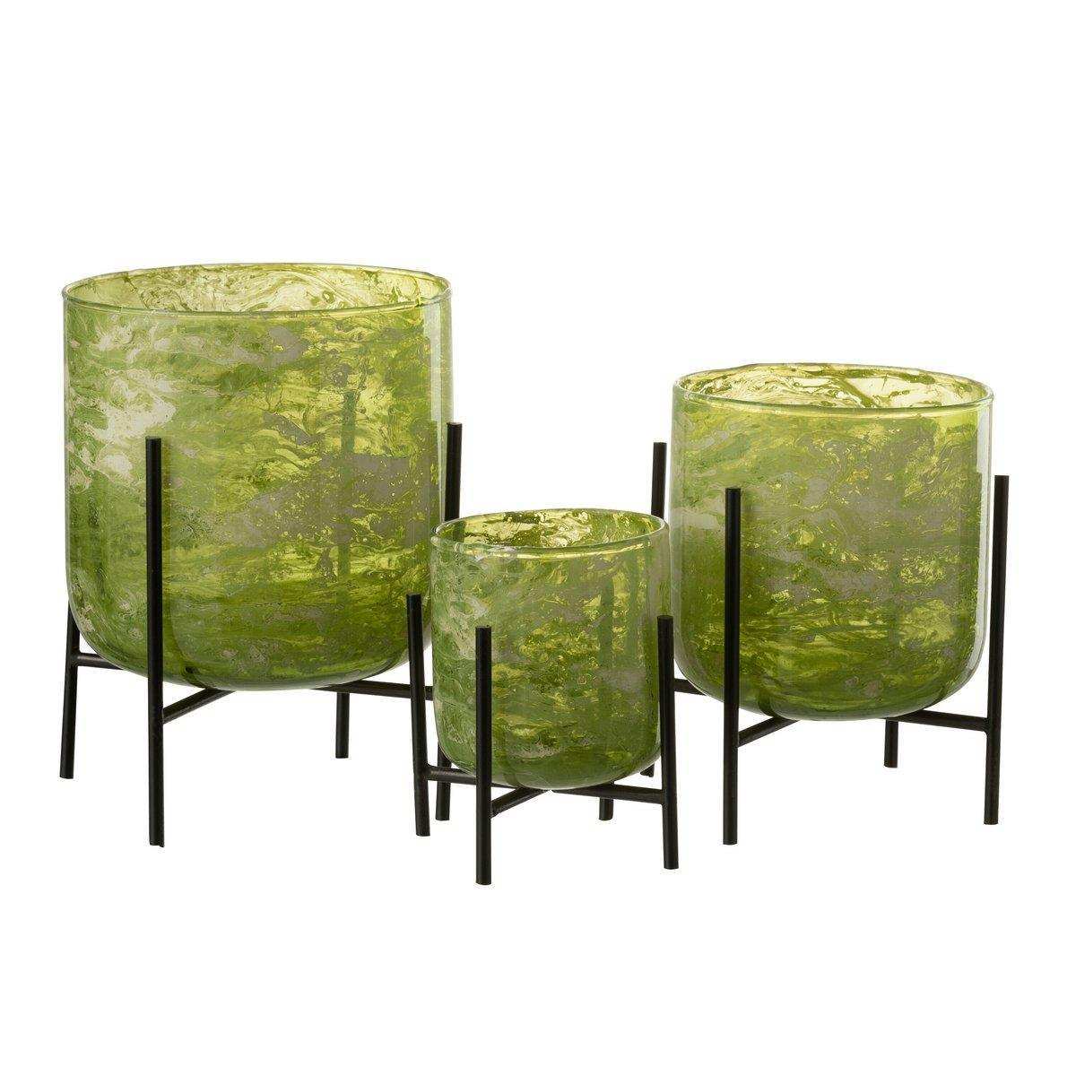 J-Line Laterne Stehend Marmor - Glas/Eisen - Grün - Groß - HomeDesign Knaus