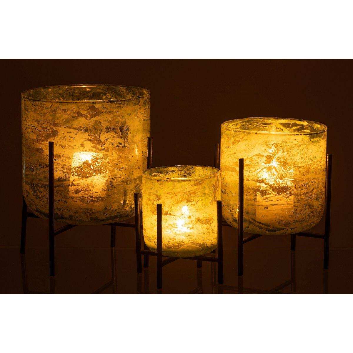 J-Line Laterne Stehend Marmor - Glas/Eisen - Grün - Groß - HomeDesign Knaus