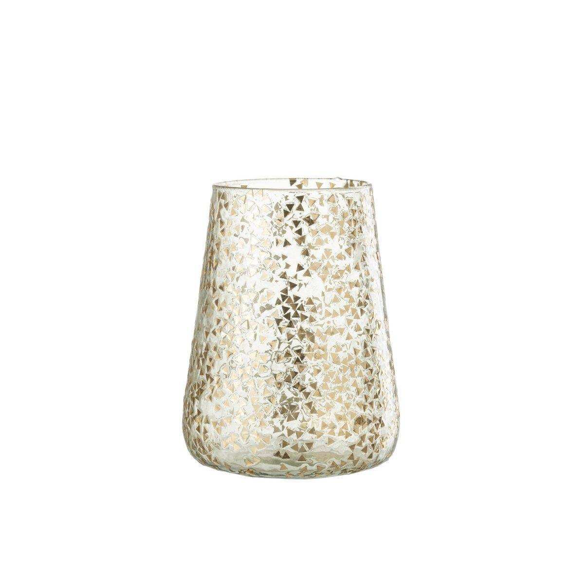 J-Line Laterne Triangle - Glas - transparent/gold - extra groß - HomeDesign Knaus