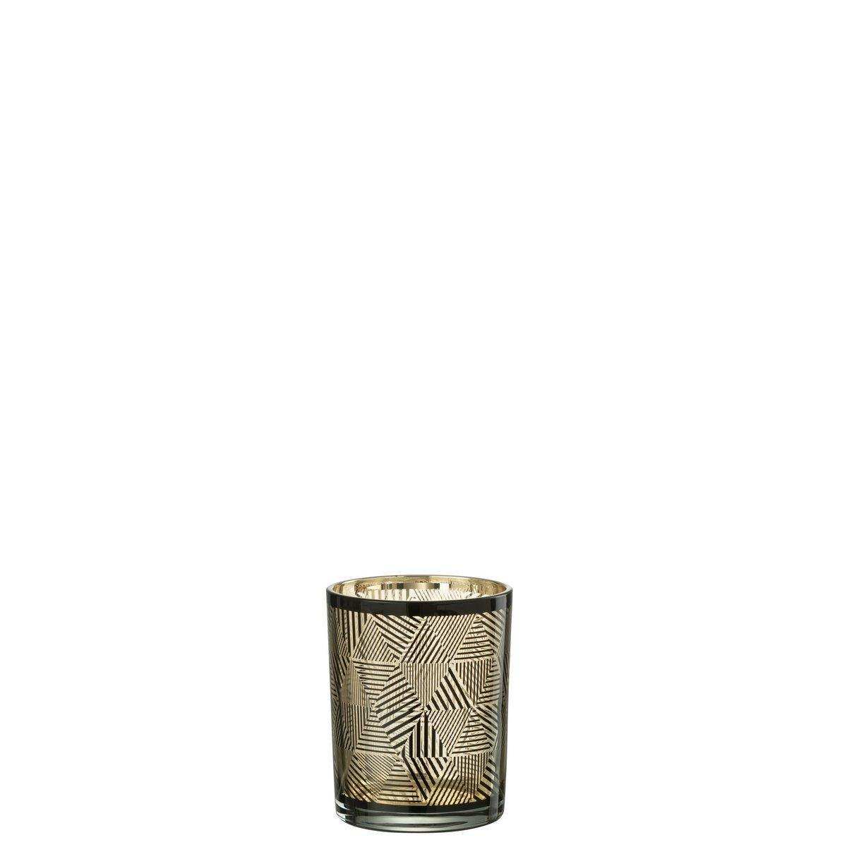 J-Line Laterne Triangles Stripes - Glas - Braun - klein - 2 Stück - HomeDesign Knaus
