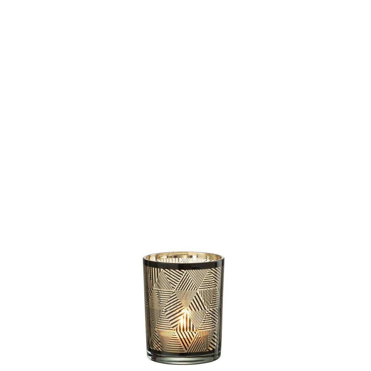 J-Line Laterne Triangles Stripes - Glas - Braun - klein - 2 Stück - HomeDesign Knaus