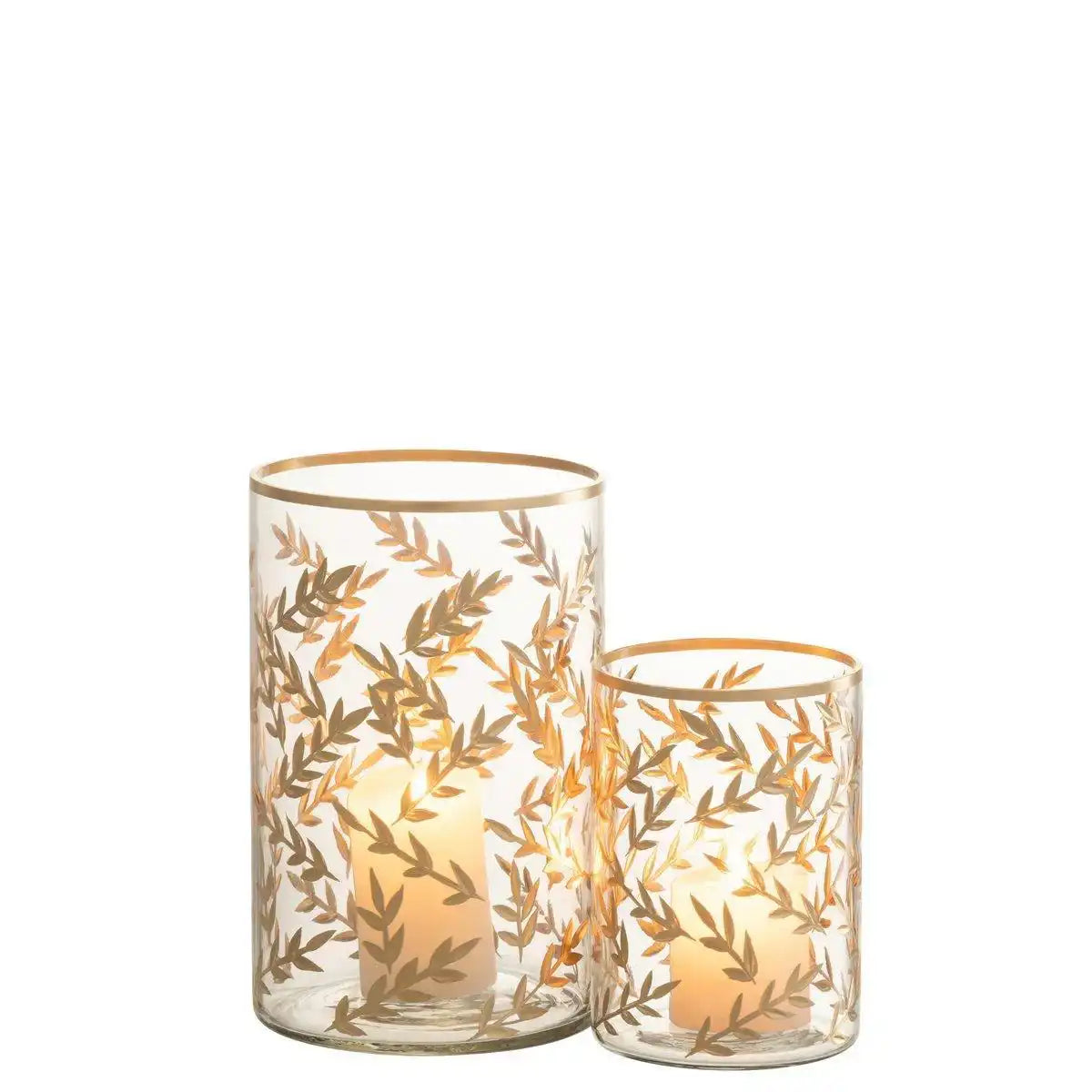 J-Line Laterne Wheat - Glas - Gold/Transparent - Mittelgroß - HomeDesign Knaus