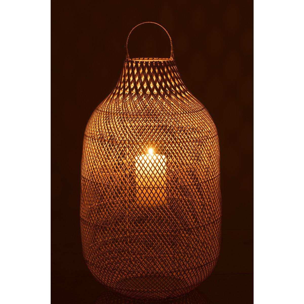 J-Line Laterne Zylinder – Rattan – weiß – extra groß - HomeDesign Knaus