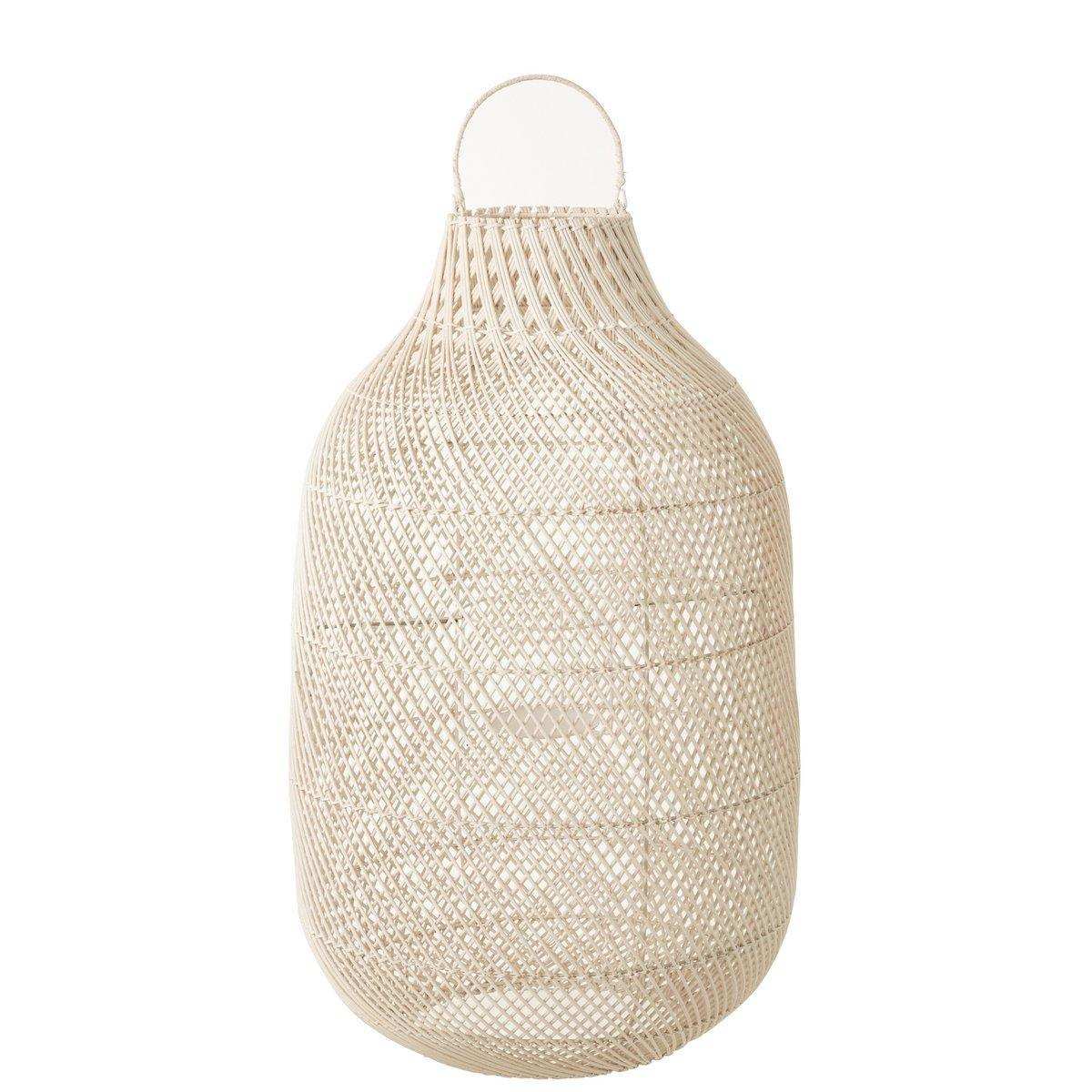 J-Line Laterne Zylinder – Rattan – weiß – extra groß - HomeDesign Knaus