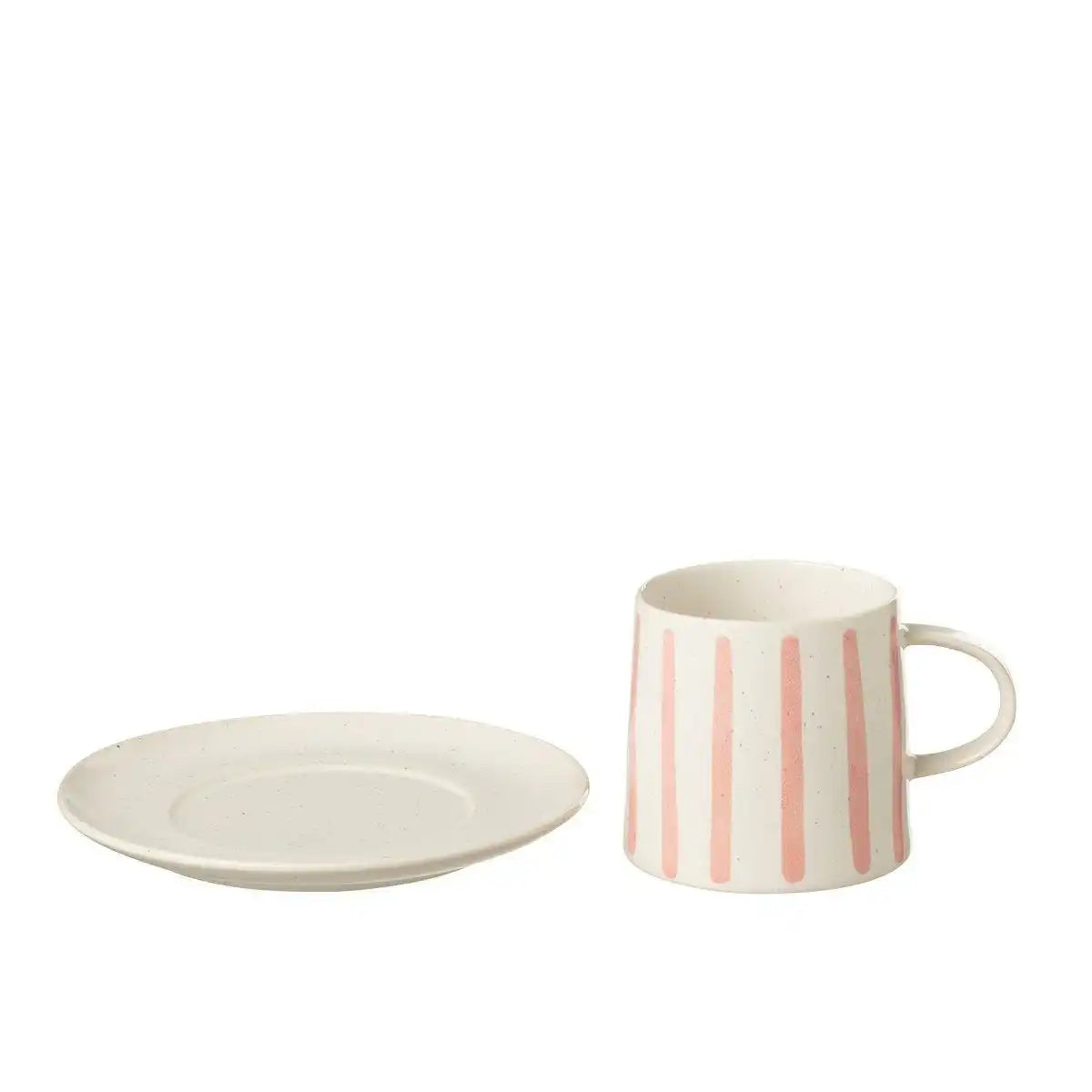 J-Line Line Becher + Teller - Porzellan - Rosa - - HomeDesign Knaus