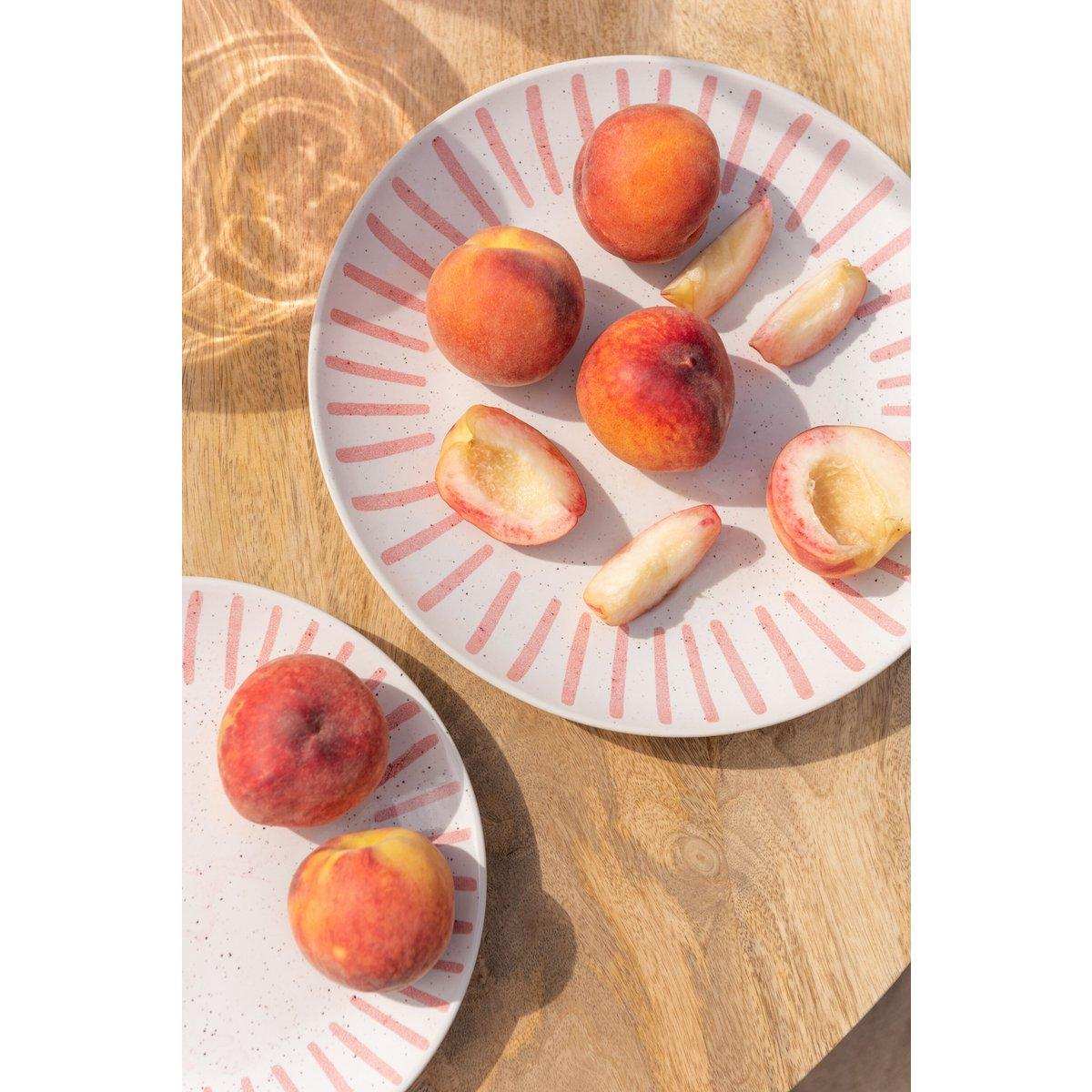 J-Line Line Teller – Porzellan – Rosa – groß – - HomeDesign Knaus