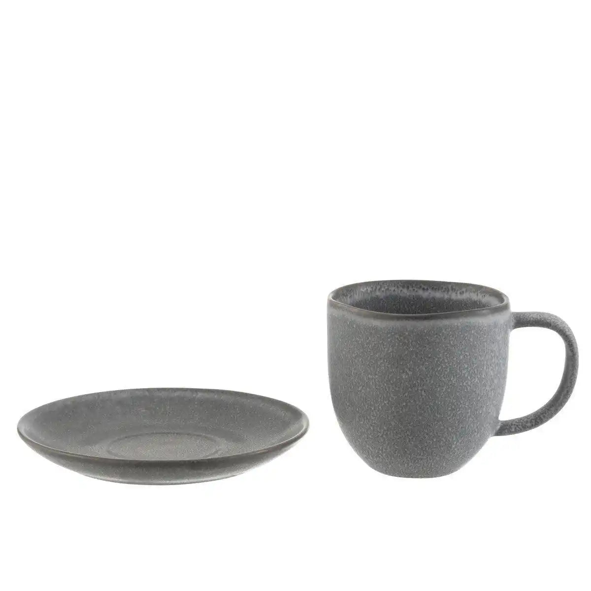 J-Line Louise Tasse + Untertasse - Keramik - Grau - - HomeDesign Knaus