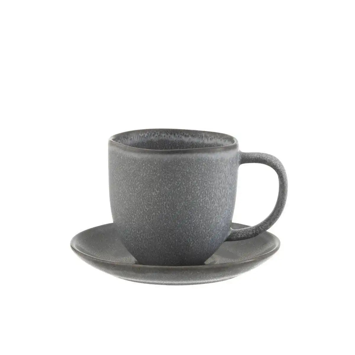 J-Line Louise Tasse + Untertasse - Keramik - Grau - - HomeDesign Knaus