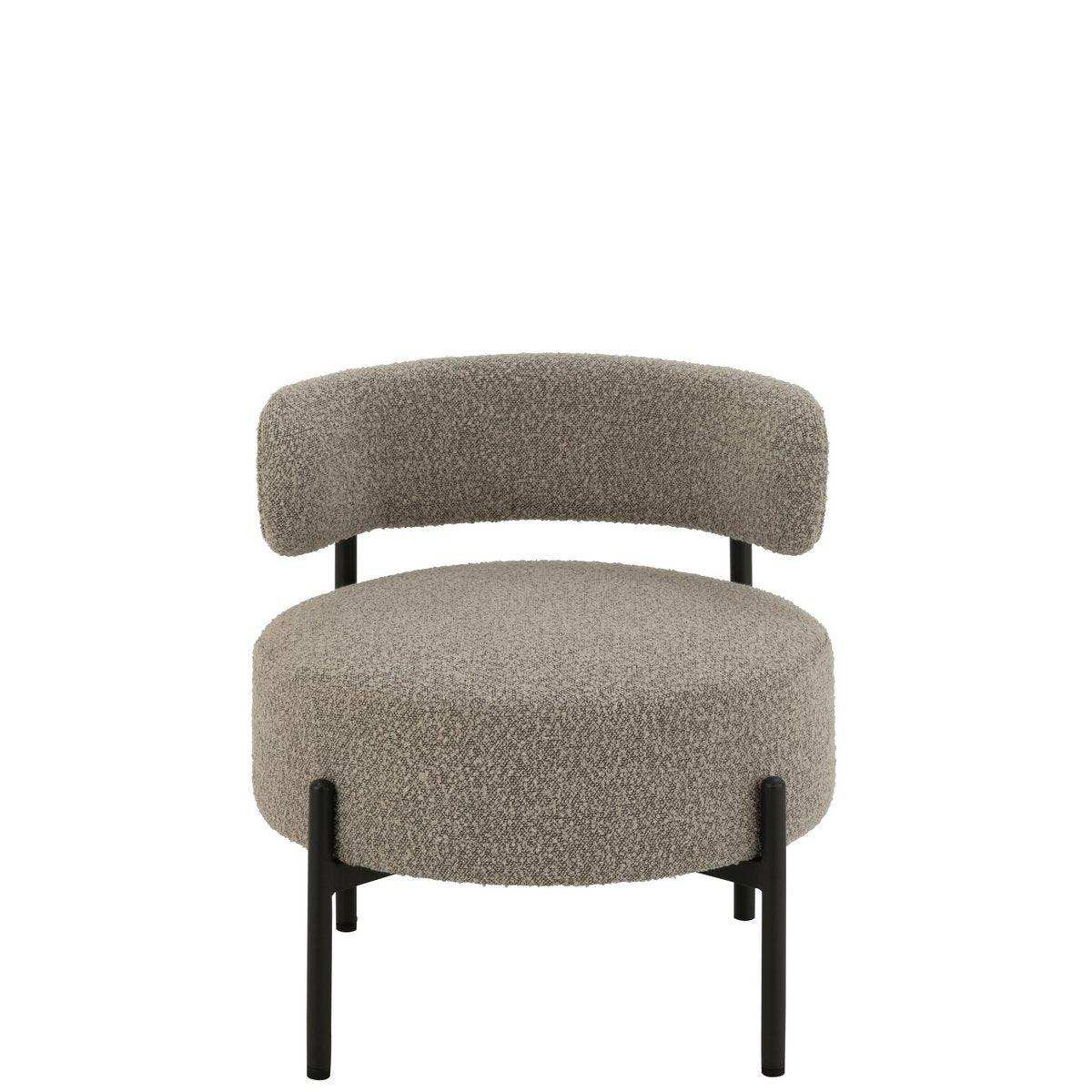 J-Line Loungesessel Boucle Sperrholz/Polyester Grau/Schwarz - HomeDesign Knaus