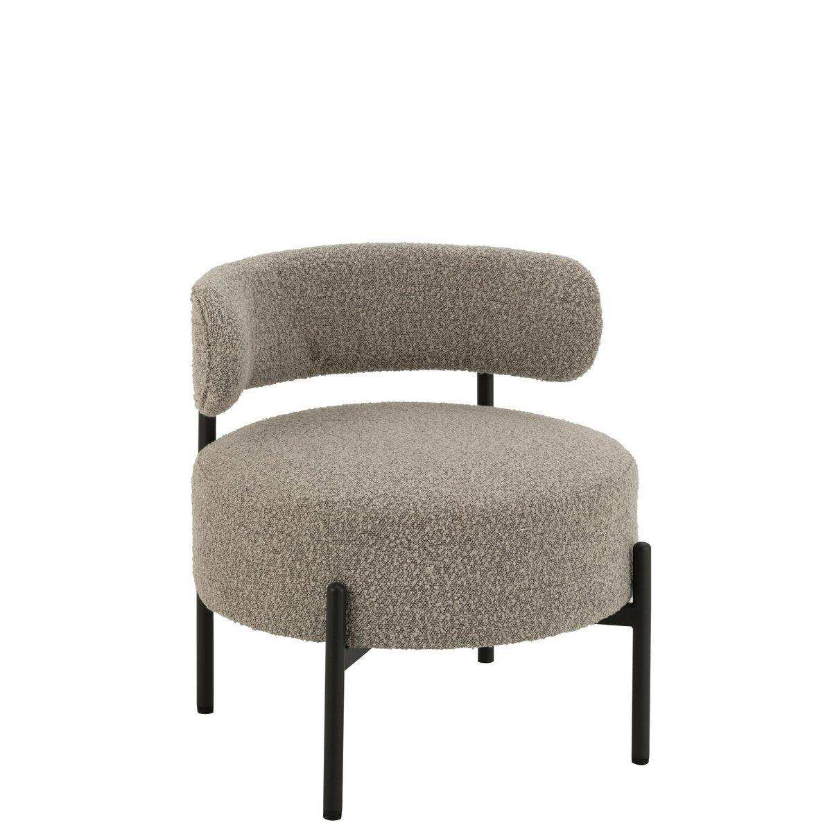 J-Line Loungesessel Boucle Sperrholz/Polyester Grau/Schwarz - HomeDesign Knaus