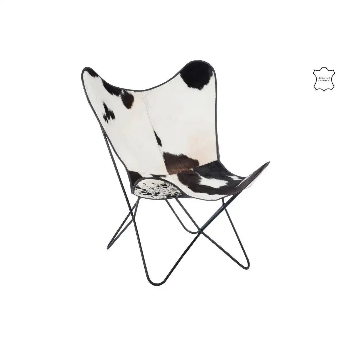 J-Line Loungesessel – Kuhfell/Metall – Weiß/Schwarz - HomeDesign Knaus