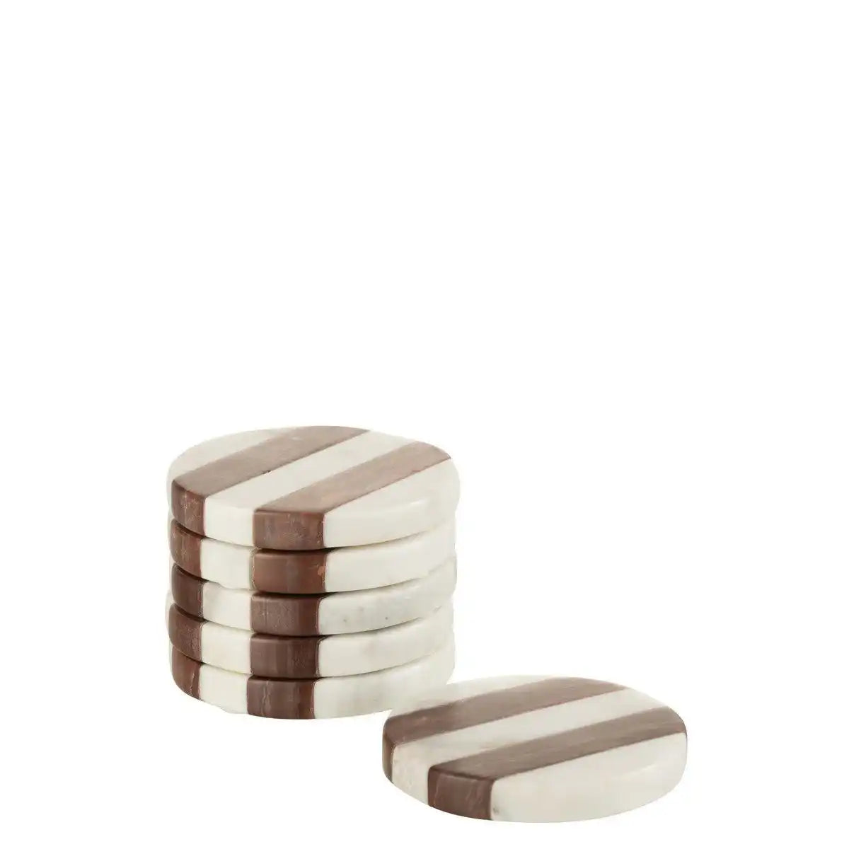 J-Line Marmoruntersetzer - Stein - Weiß/Braun - - HomeDesign Knaus
