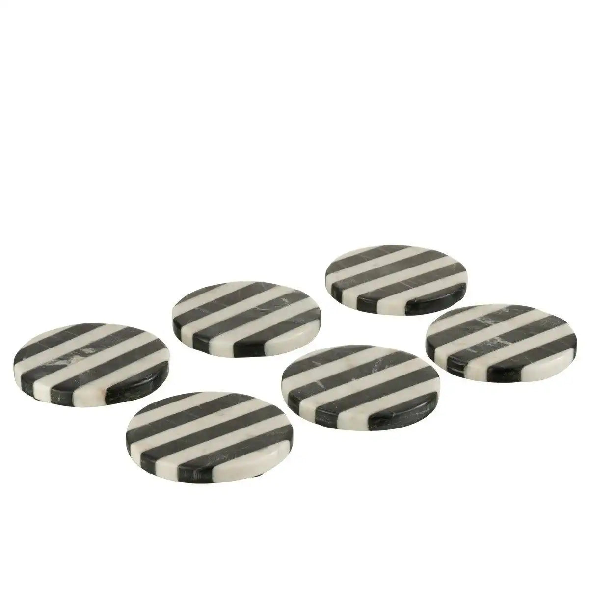 J-Line Marmoruntersetzer - Stein - Weiß/Schwarz - 6x - HomeDesign Knaus