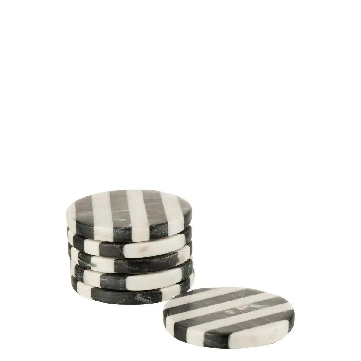 J-Line Marmoruntersetzer - Stein - Weiß/Schwarz - 6x - HomeDesign Knaus