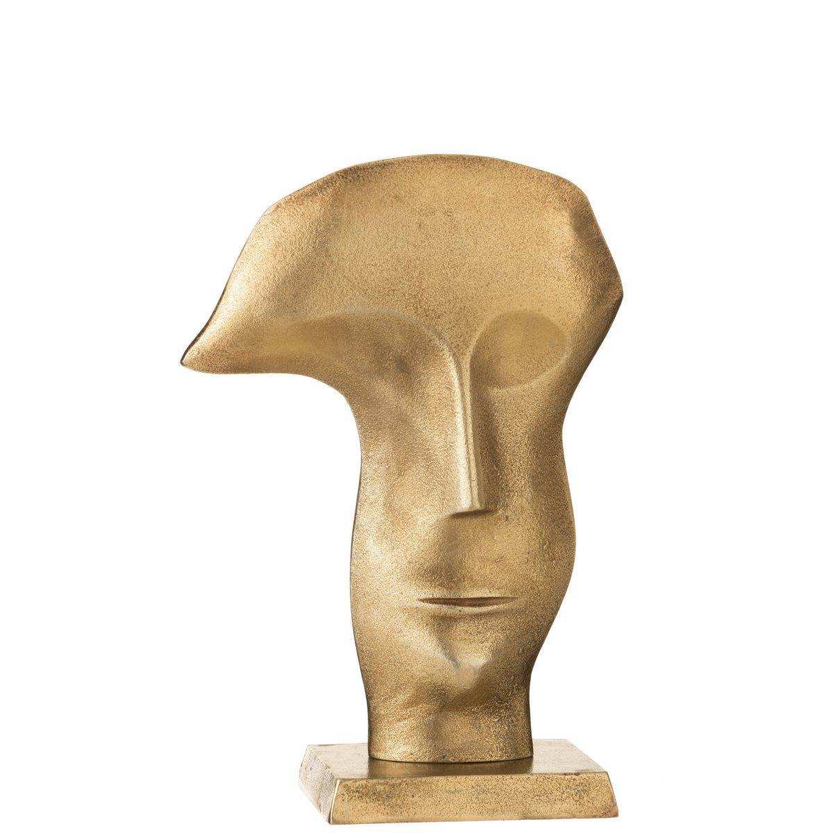 J-Line Maske Gesicht auf Fuß Metall Gold Groß - HomeDesign Knaus
