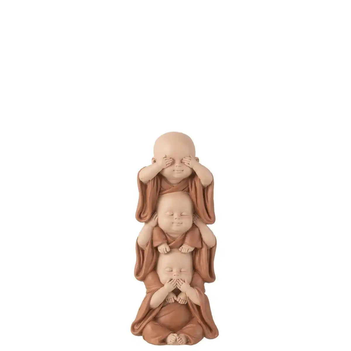 J-Line Mönch Hear/See/Speak No Evil Polyresine Brown Large - HomeDesign Knaus