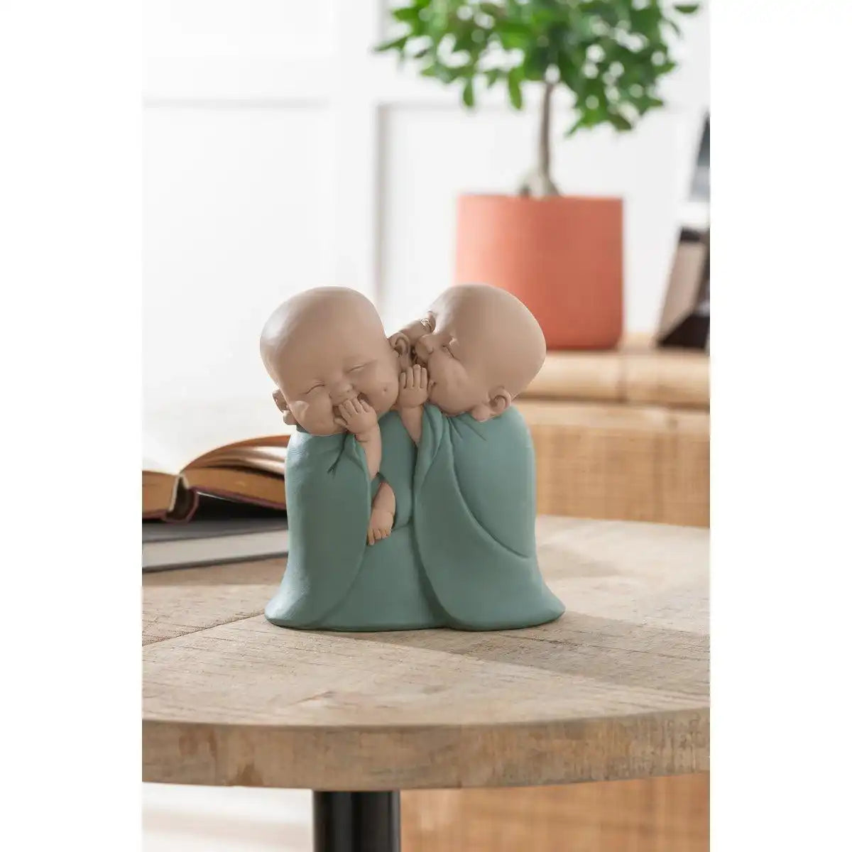 J-Line Monk 2-teilige Whispering-Dekoration – Polyresin – grün - HomeDesign Knaus